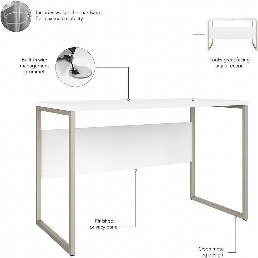 Hybrid 48W x 24D Computer Table Desk in White - Engineered Wood