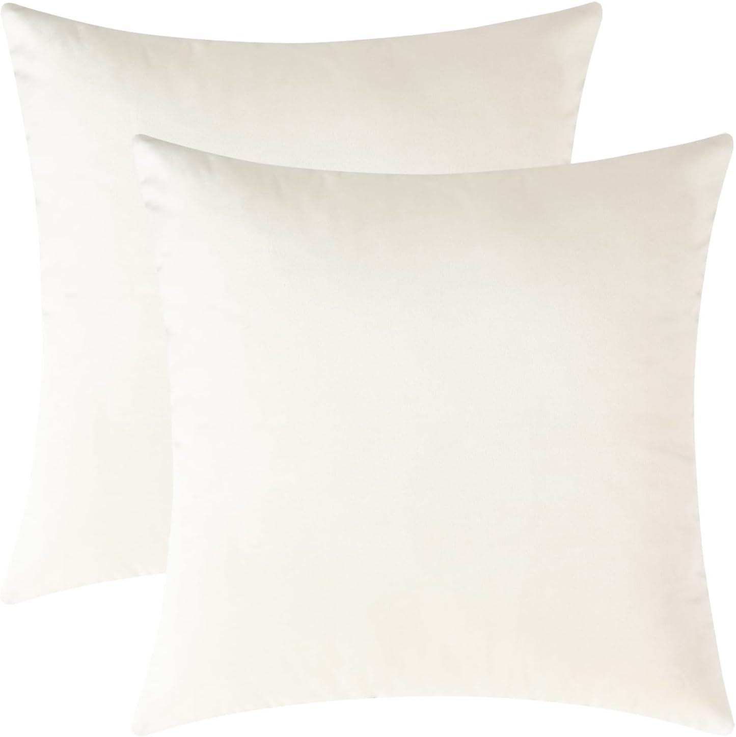 Cream Velvet 18" Square Decorative Throw Pillow Covers, Set of 2