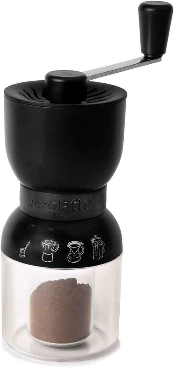 Black and Clear Manual Burr Coffee Grinder with Adjustable Ceramic Mechanism