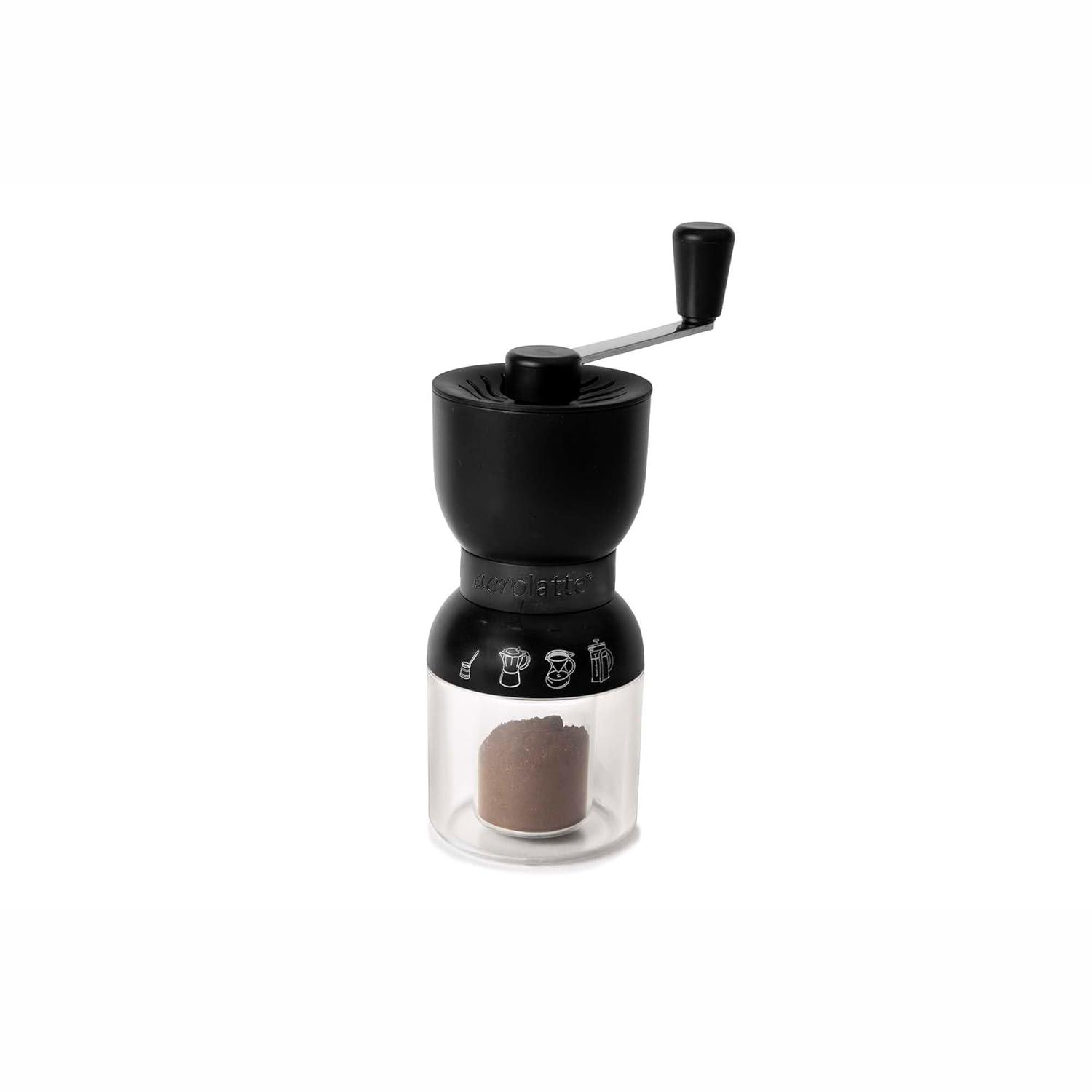 Black and Clear Manual Burr Coffee Grinder with Adjustable Ceramic Mechanism