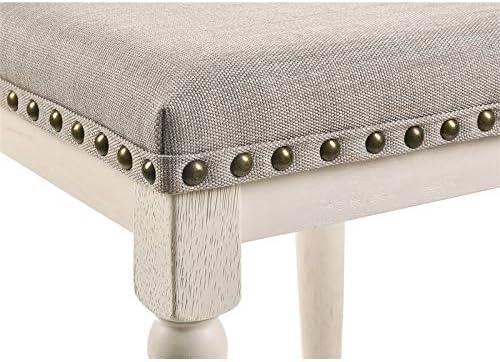 Acme Tasnim Upholstered Counter Height Stool in Oak and Antique White Indoor Dining Chairs