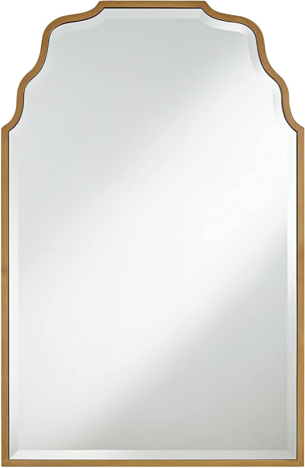 Elegant Waved Arch Gold & Wood Rectangular Wall Mirror 45"