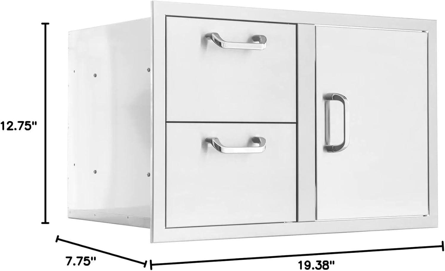BBQGuys Signature 32-Inch Stainless Steel Reversible Access Door & Double Drawer Combo - Traditional