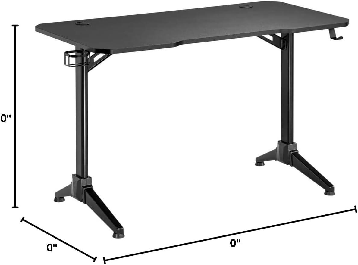 Monoprice Home Office Steel Frame Computer Desk with Solid-Core 4-foot Desktop and Accessory Attachments, Black - Workstream Collection
