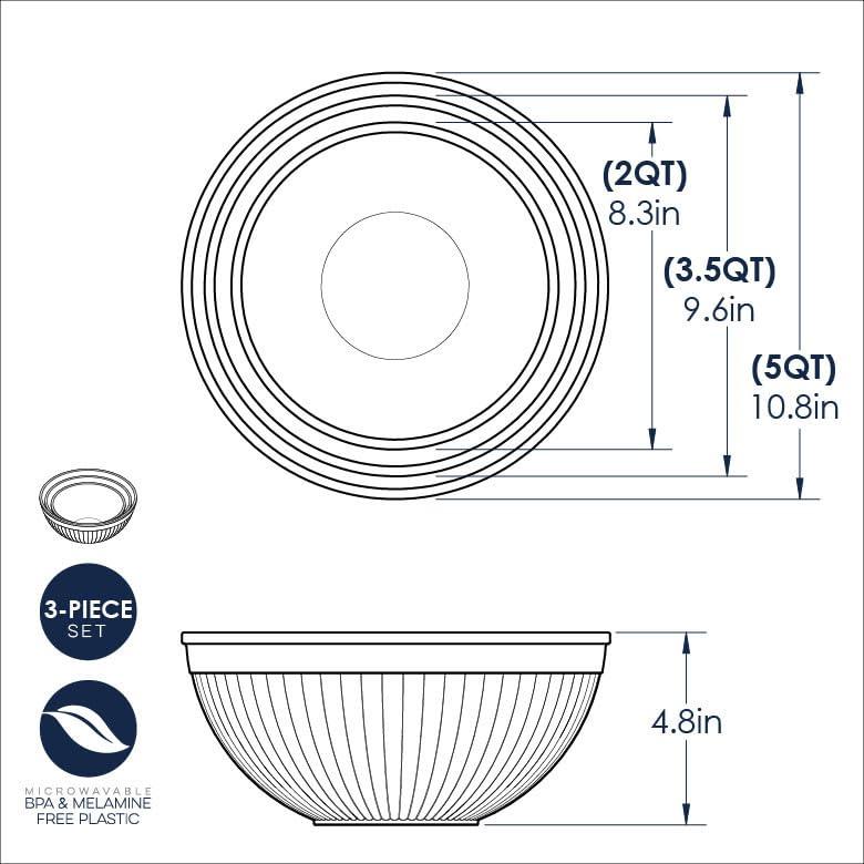 Nordic Ware 3-Piece Prep & Serve Mixing Bowl Set
