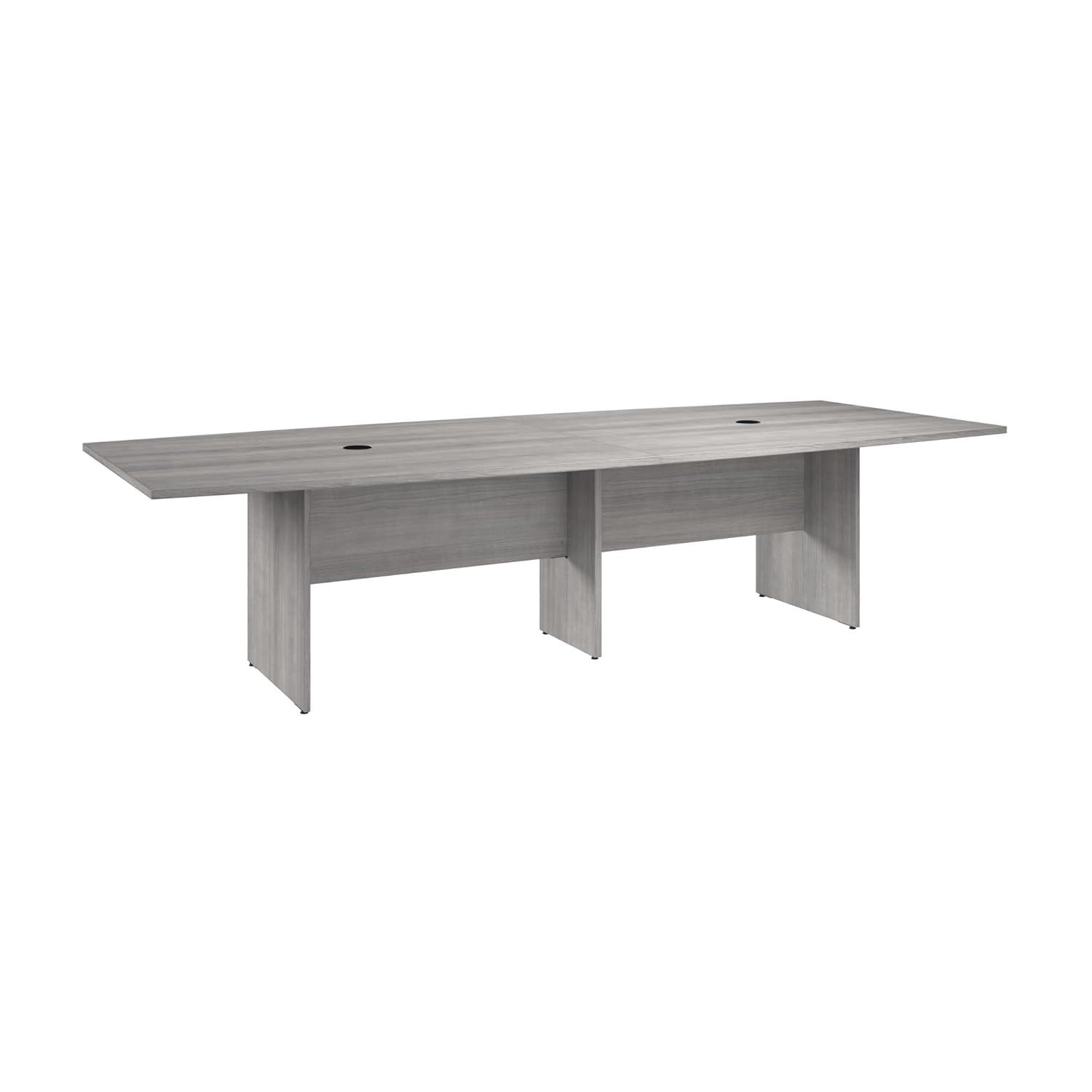 BBF 120W x 48D Boat Shaped Conference Table with Wood Base