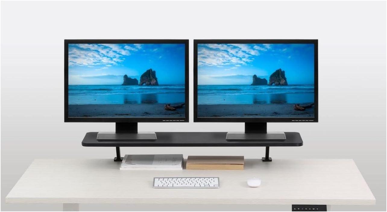 Black Extra-Wide Ergonomic Mounted Monitor Riser Stand