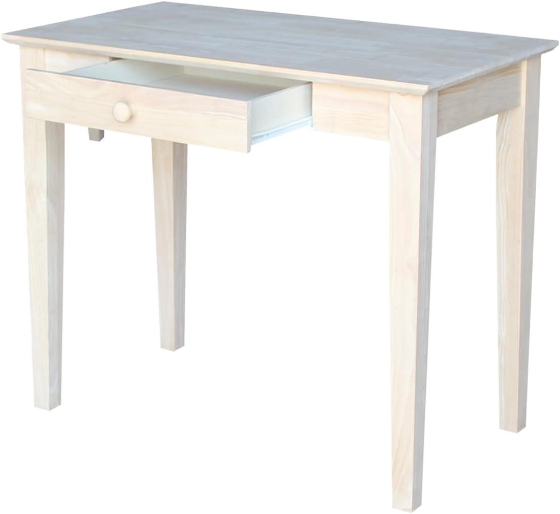 Solid Wood Writing Table Unfinished - International Concepts: 30"H, Hardwood, Narrow Design, 36" Width, Space Saver