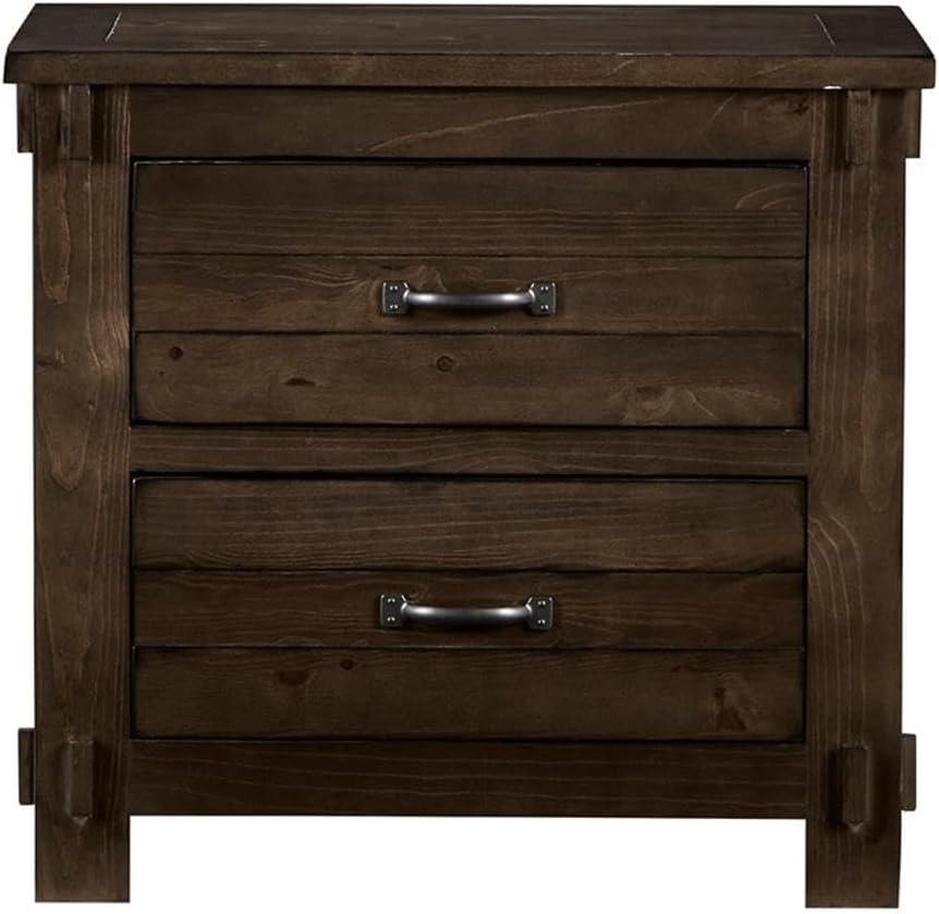 Molasses Brown Rustic Wood 2-Drawer Nightstand