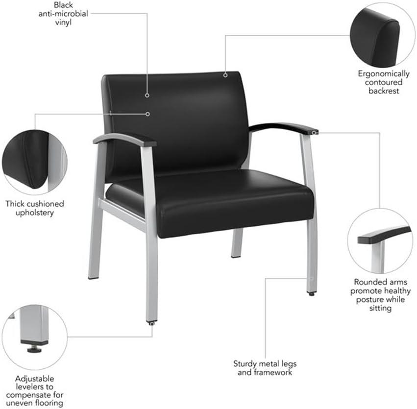 Arrive Collection Vinyl Seat Waiting Room Bariatric Chair with Metal Frame and arms