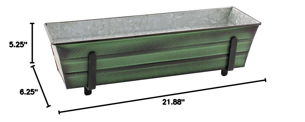 Small Galvanized Metal Rectangular Planter Box Green Patina - ACHLA Designs: Steel Decorative Container, Wall-Mountable, Easy to Clean