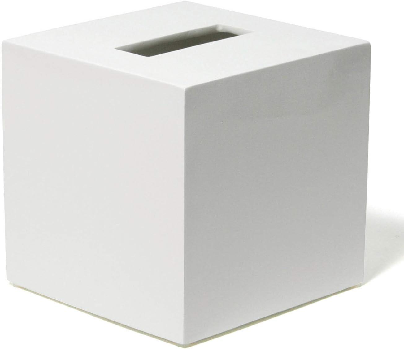 White Lacquered Square Bath Tissue Box