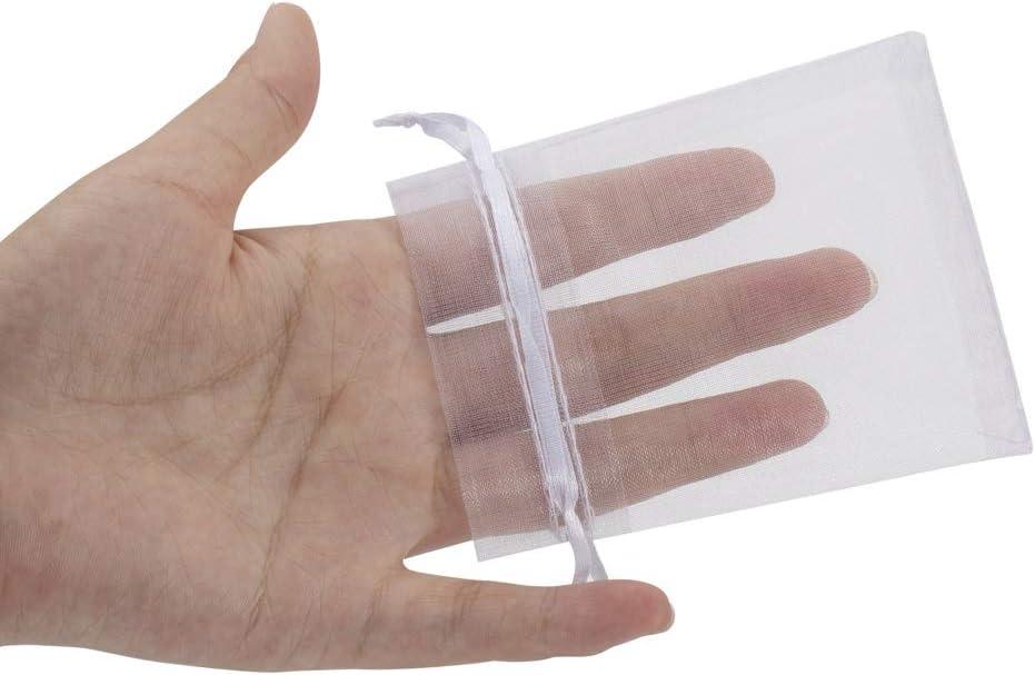 Package 100pcs White Organza Jewelry Bags Drawstring 3 x 4 inch, Little Mesh Gift Pouches Mini Candy Bags for Small Presents Jewelry Earrings White 100 Count (Pack of 1)