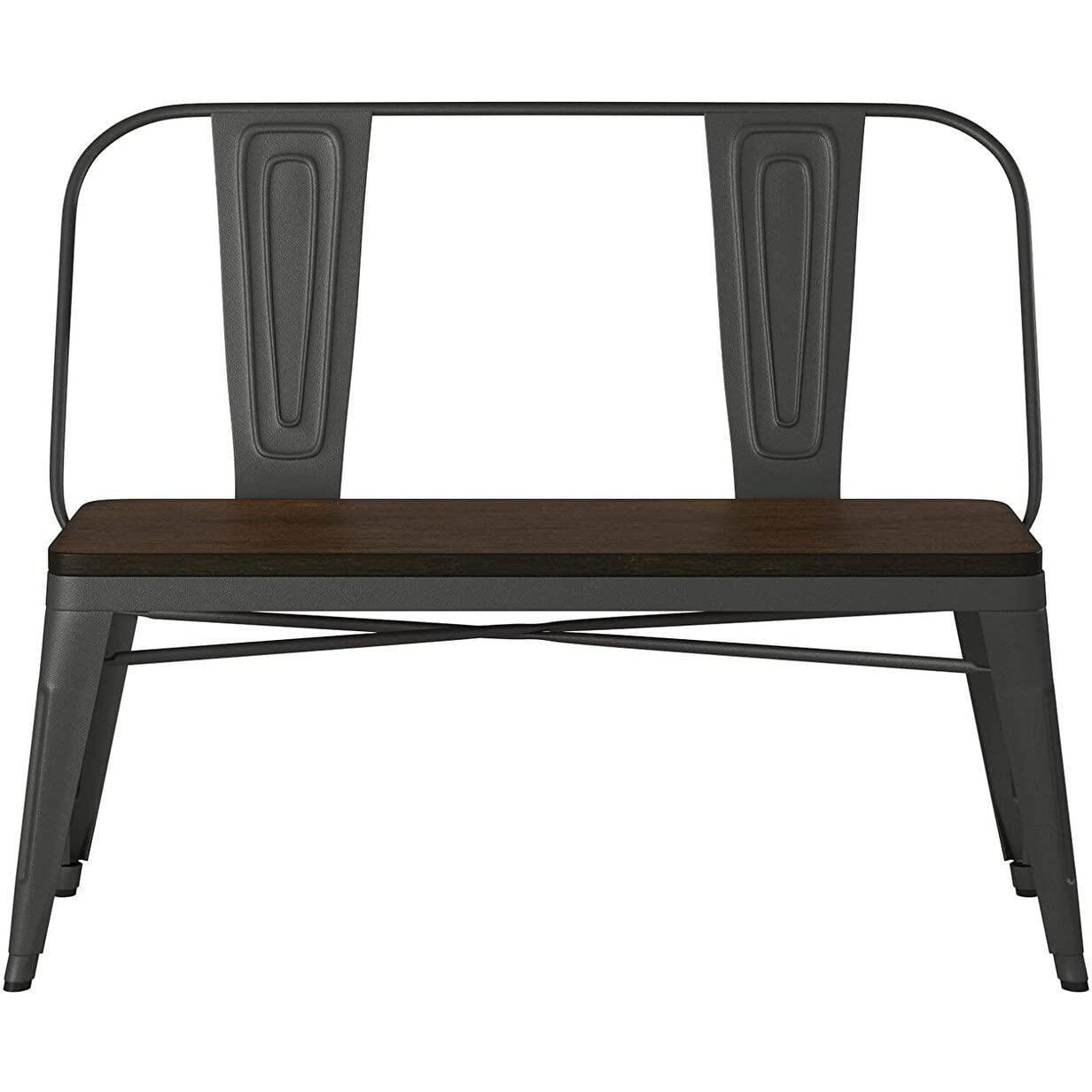 Creative Image's International Metal Bench W/ Wood Top, Gunmetal