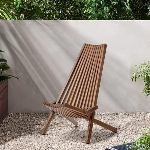 Natural Acacia Wood Foldable Outdoor Lounge Chair