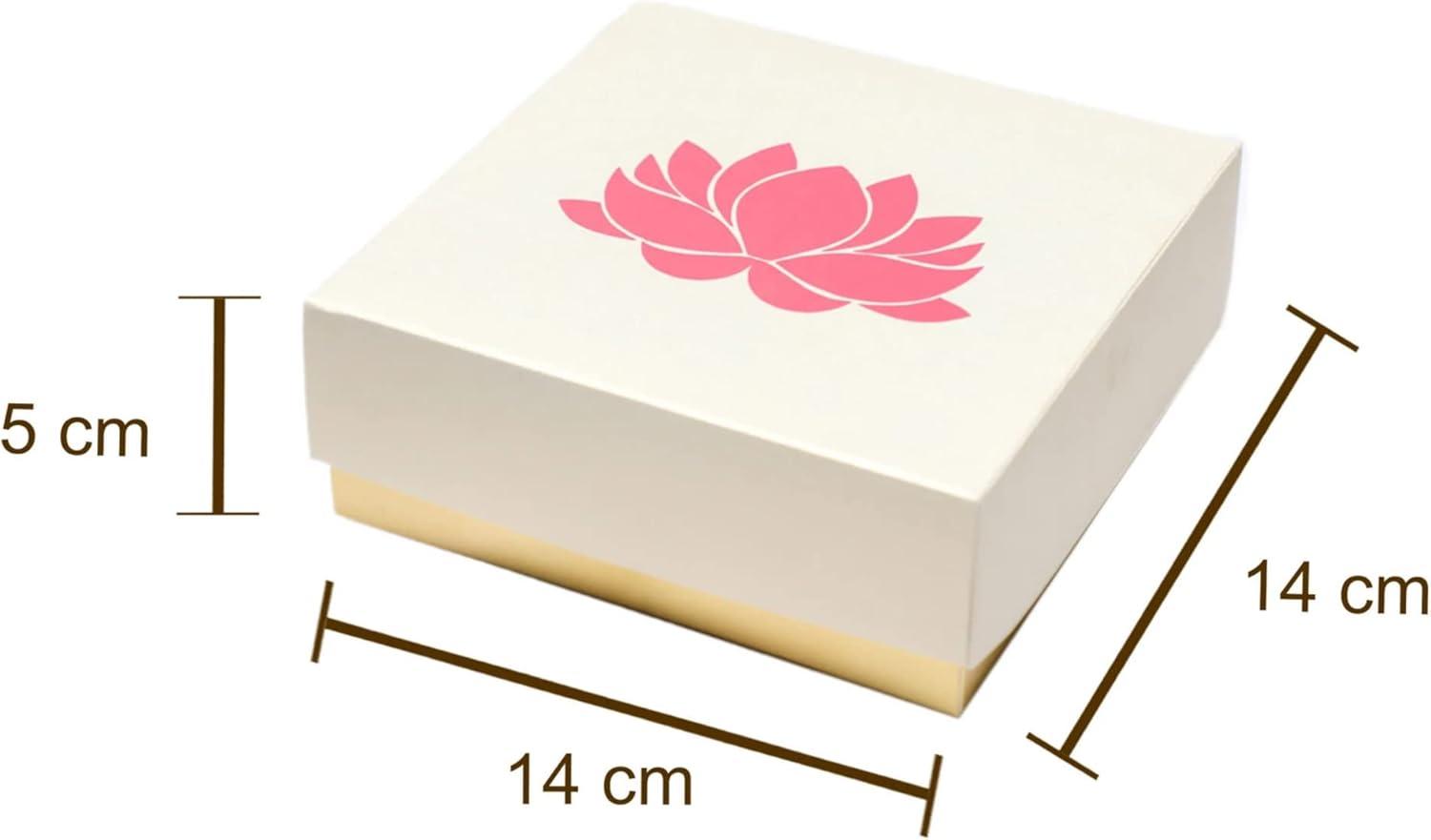 Handmade White and Pink Lotus Print Rectangular Paper Sweet Boxes