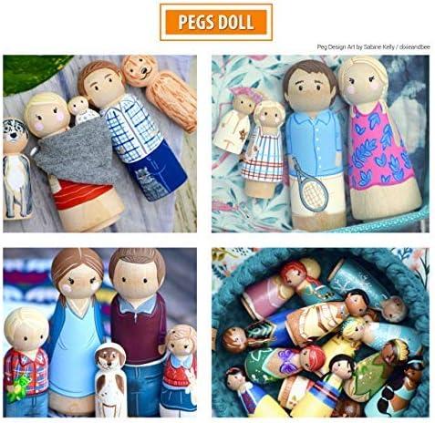 Wooden Peg Dolls Unfinished People - Pack of 40 with Storage Case In Assorted Sizes - Natural Wood Shapes Figures, Decorative Doll Bodies for Diy Arts and Crafts