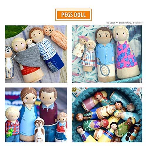 Wooden Peg Dolls Unfinished People - Pack of 40 with Storage Case In Assorted Sizes - Natural Wood Shapes Figures, Decorative Doll Bodies for Diy Arts and Crafts