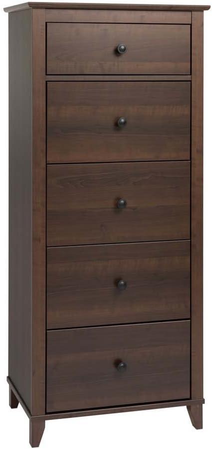 Espresso Vertical 5-Drawer Chest with Tapered Legs