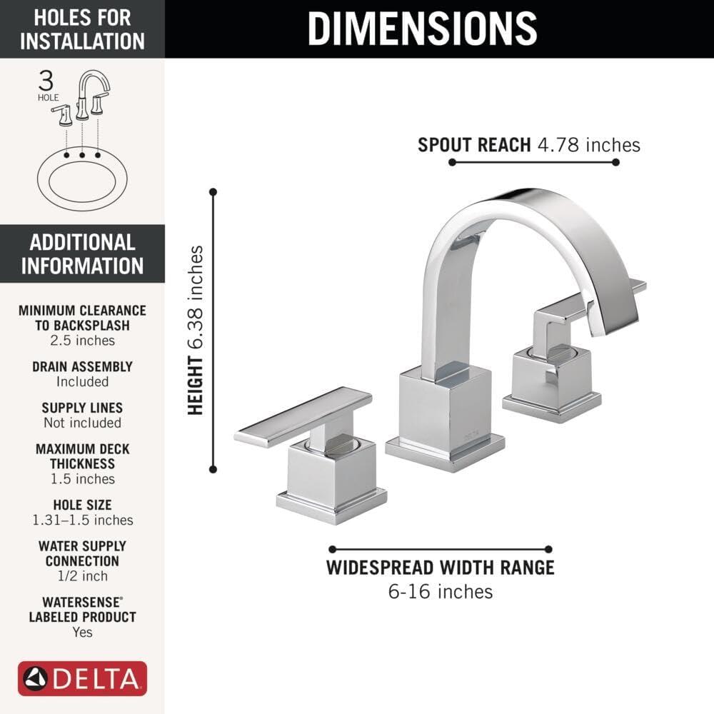 Vero Widespread Bathroom Faucet 3 Hole, 2-handle Bathroom Sink Faucet with Drain Assembly