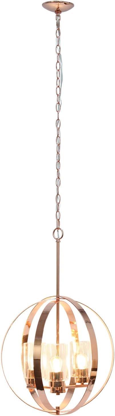 Elegant 18" Rose Gold Orb Pendant with Adjustable 3-Light Feature