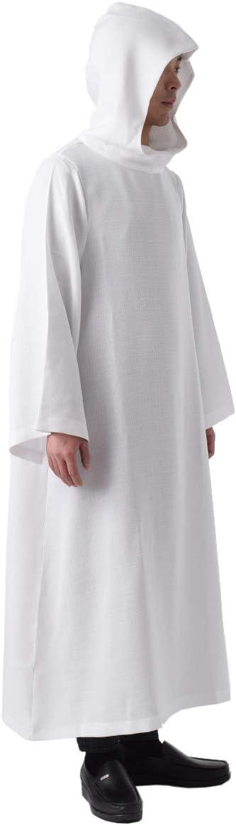 BLESSUME Priest Clergy Alb Pleats Front Wrap Alb Vestments with Cowl Hat