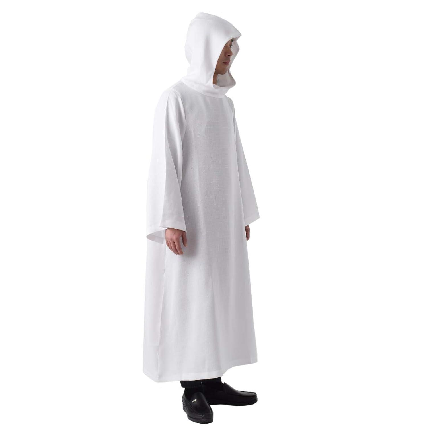 BLESSUME Priest Clergy Alb Pleats Front Wrap Alb Vestments with Cowl Hat