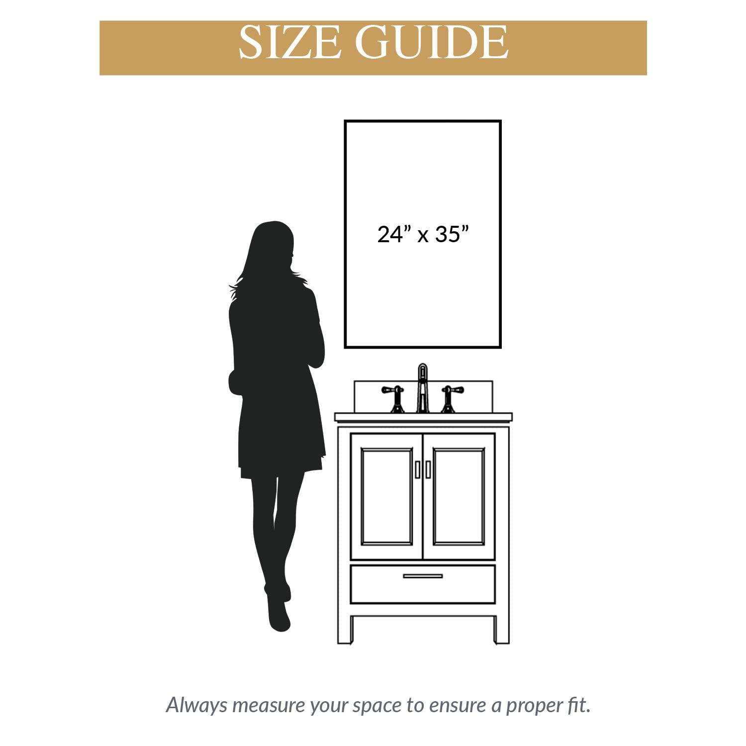 Mirrorize Large Wall Mounted Mirror, Full Body Rectangle Metal Frame Black Mirror, Bathroom Vanity Mirror for Wall, 35"X24"