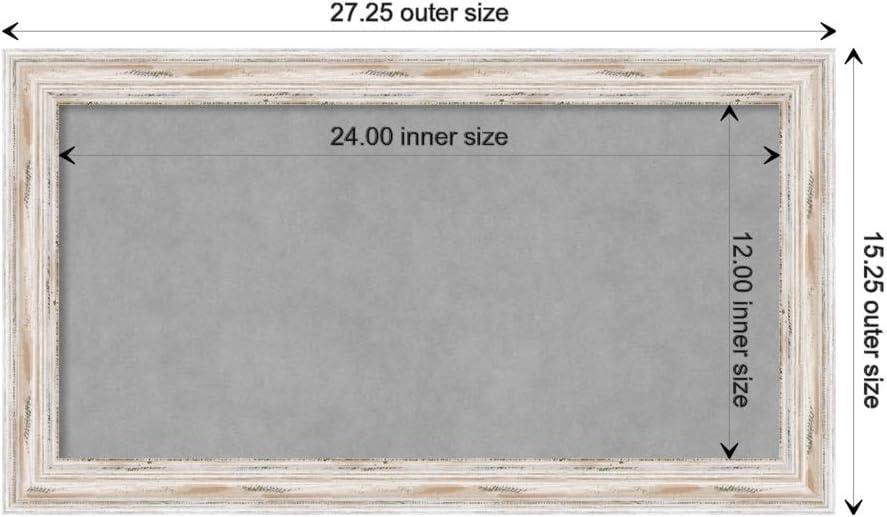 Amanti Art Alexandria White Wash Narrow Framed Magnetic Board 27 x 15 in.