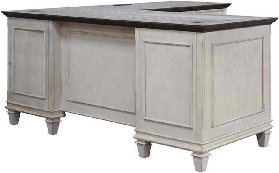 Hartford Wood L-Desk and Return Writing Table and return Office Desk White