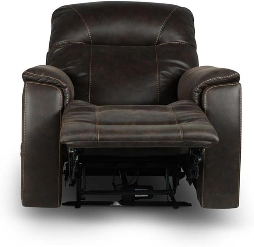 Lexington Power Media Recliner Saddle Brown - Steve Silver Co.: Faux Leather, USB Port, Cup Holder