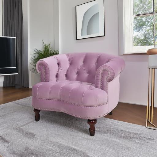 Jennifer Taylor Home La Rosa 42" Victorian Tufted Upholstered Living Room Accent Chair, Lavender