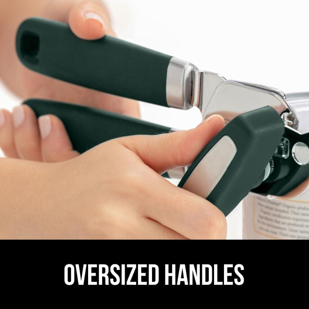 Gorilla Grip Stainless Steel Manual Can Opener, Soft Touch Handle, Built-In Bottle Opener, Mint