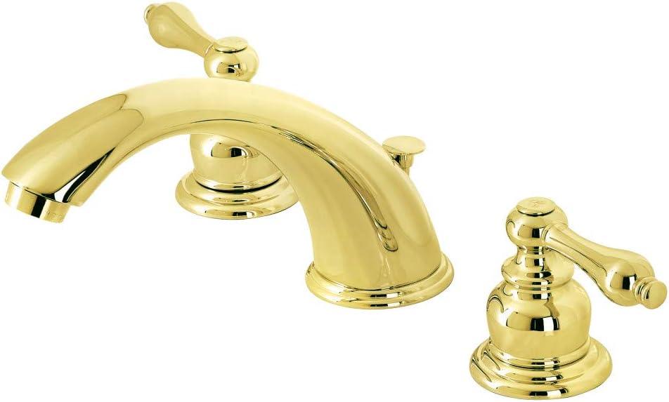 Kingston Brass Victorian Two-Handle 3-Hole Deck Mount Widespread Bathroom Faucet with Brass Pop-Up Drain