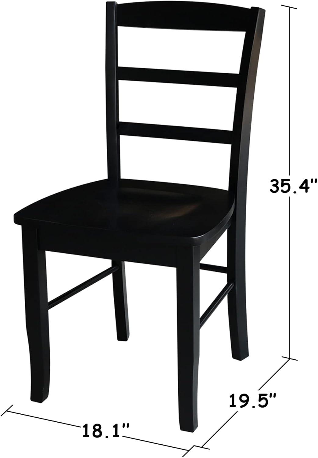 Elegant Black Solid Wood Ladderback Side Chair Set