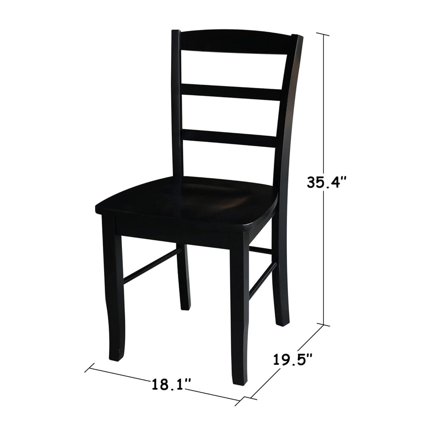 Set of 2 Madrid Ladderback Chairs Black - International Concepts: Solid Wood, Armless, Transitional Style