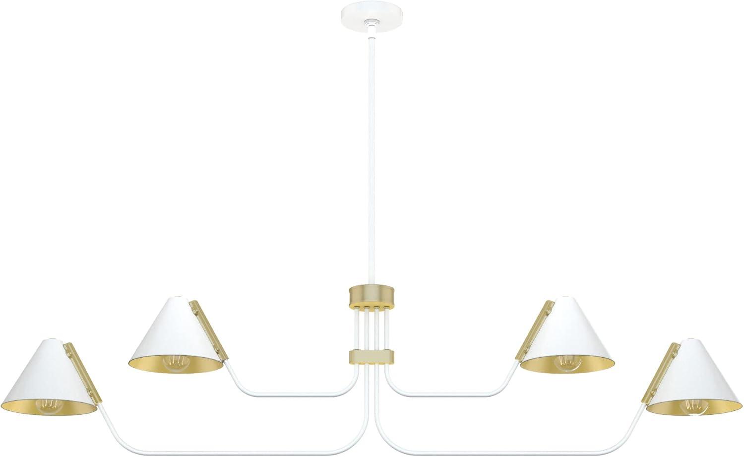 Matte White Mid-Century Inspired 4-Light Geometric Chandelier