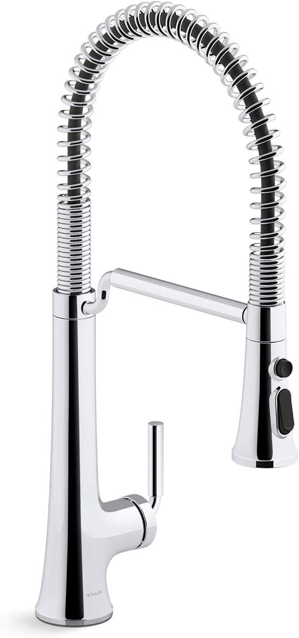 Kohler Tone Single Handle Semi-Professional Pre-Rinse Kitchen Sink Faucet with Three-Function Pull Down Sprayer