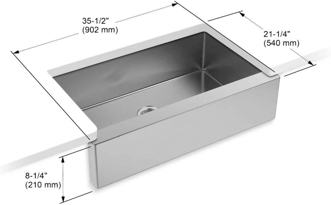 Strive 36" Stainless Steel Farmhouse Undermount Single-Bowl Kitchen Sink