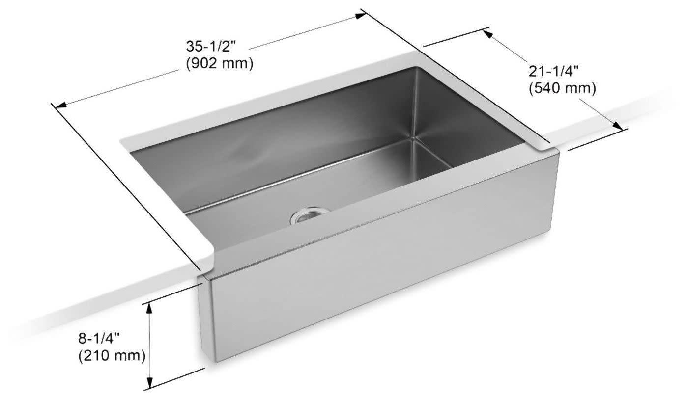 Strive 36" Stainless Steel Farmhouse Undermount Single-Bowl Kitchen Sink