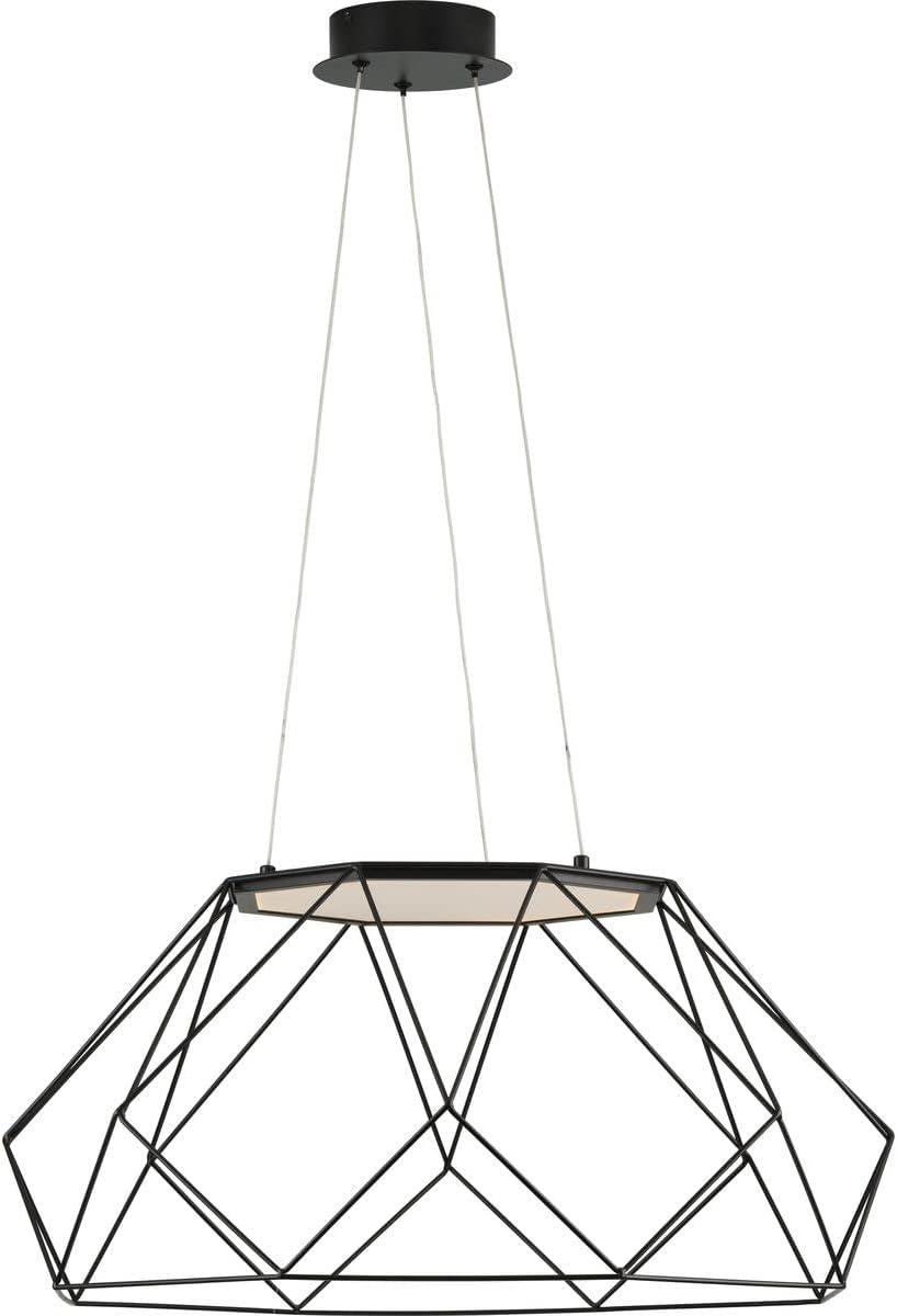 Progress Lighting, Geodesic, 1-Light, Large Pendant, Matte Black, Open Diamond-Patterned Frame