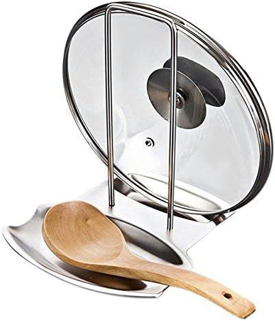 Yiffee Storage Rack (Stainless Steel), Kitchen Utensil Storage Rack, Spoon Rest, Lid Holder, 7.8x6.1x7.8 inches, 0.5 lb, Rust Resistant, Dishwasher Safe