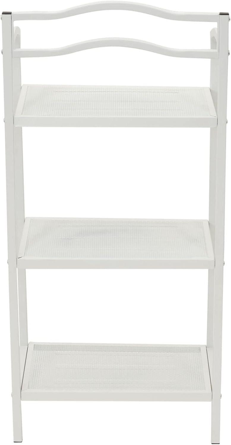 Elegant White 3-Tier Mesh Steel Freestanding Storage Shelf