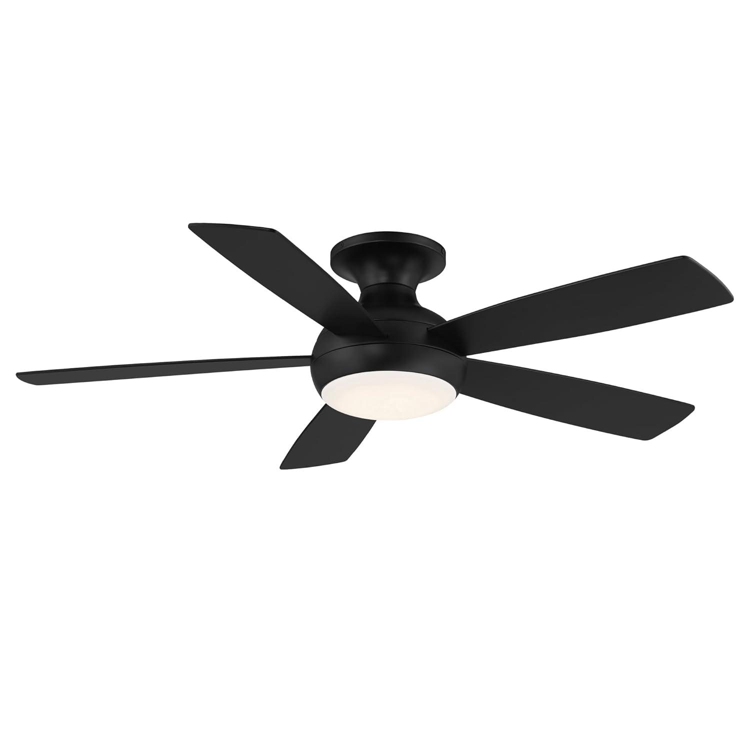 Odyssey 5- Blade Smart Flush Mount Ceiling Fan with Remote Control and LED Light Kit Included