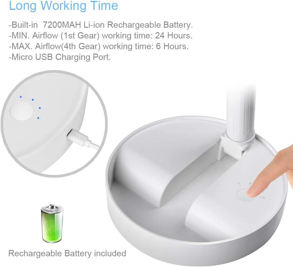 Battery Operated Fan Fordable Table Desk Floor Fan 4 Speeds Portable 8-inch Fan