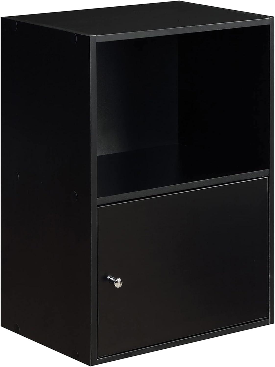 Black Compact Office Storage Cabinet with Chrome Knob