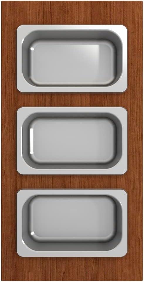 BOCCHI Wood Board With 3 Rectangular Stainless Steel Bowls F/1344, 1348, 1360, 1362, 1504, 1505, 1506 (Short Side Only), 1627, 1628