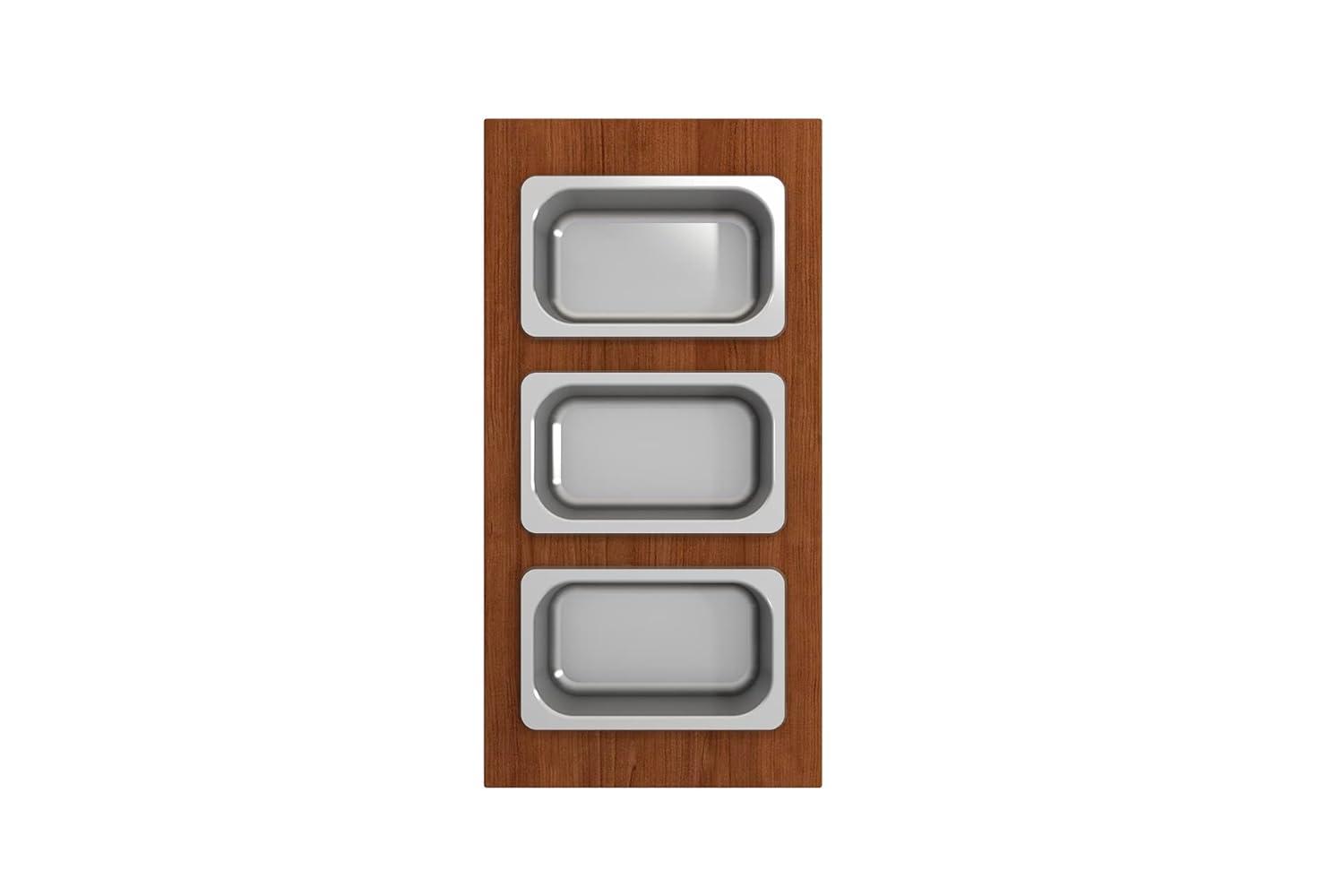BOCCHI Wood Board With 3 Rectangular Stainless Steel Bowls F/1344, 1348, 1360, 1362, 1504, 1505, 1506 (Short Side Only), 1627, 1628