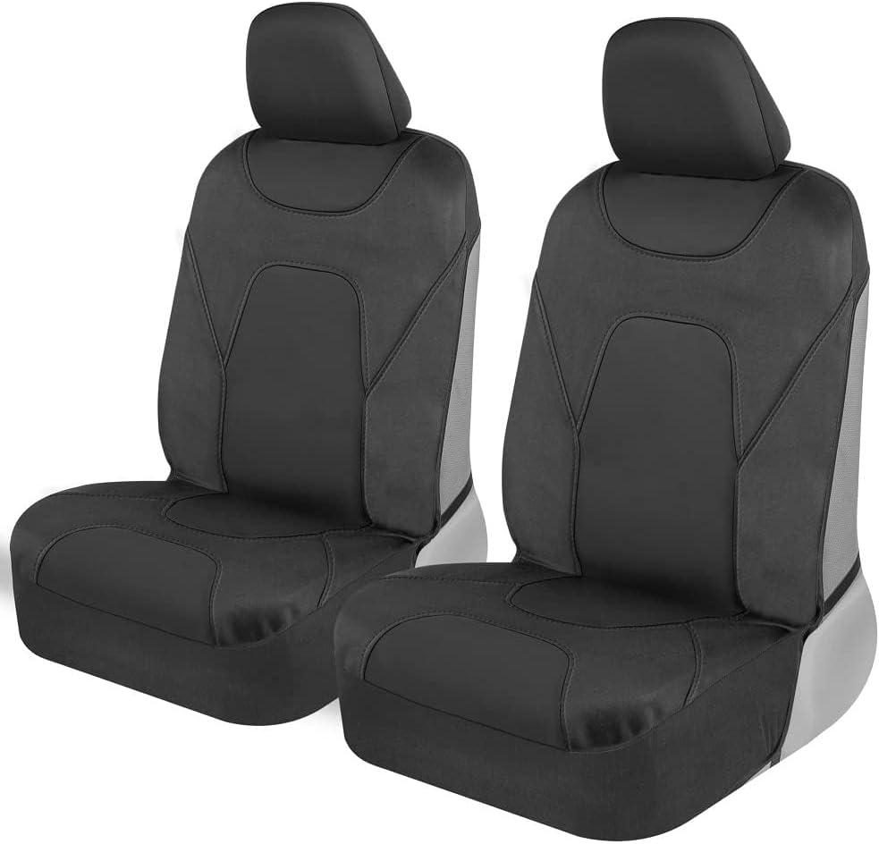 Motor Trend AquaShield Car Seat Covers for Front Seats, Black – Two-Tone Waterproof, Neoprene Seat Cover Set, Interior Covers for Auto Truck Van SUV