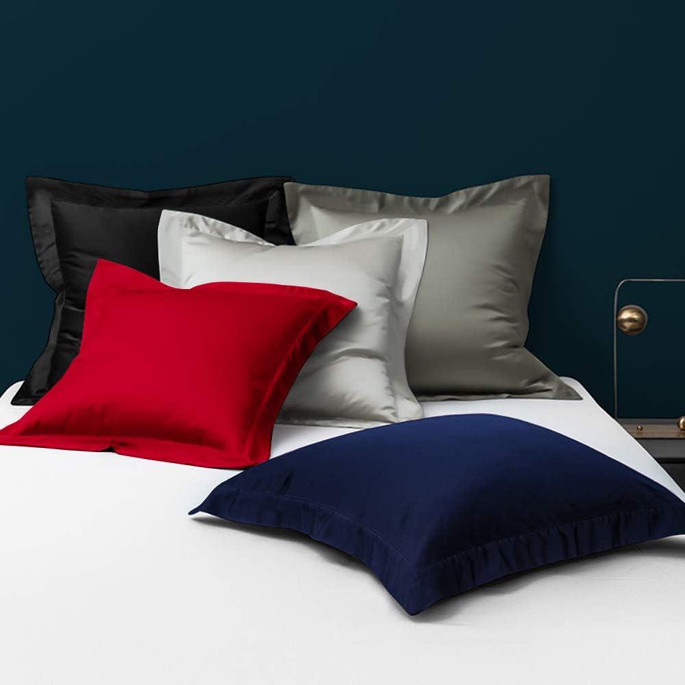 2 Pack 500 Thread Count Cotton Euro Sham Covers, Super Soft and Breathable Euro Pillow Covers, 26x26 Inches, Navy Blue - NTBAY